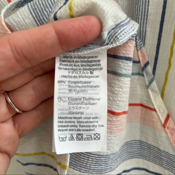 J.Crew Bow Swanzey Fiesta Stripe Button Up Top Brushed Gauzy Cotton L2051 - Picture 8 of 11